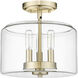 Asheville 3 Light 11 inch Modern Gold Indoor Semi-Flush Ceiling Light